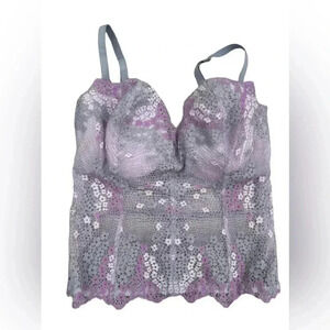 Victoria's Secret Dream Angels purple Lilac Floral Lace Bustier Top 36D